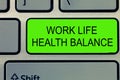 Conceptual hand writing showing Work Life Health Balance. Business photo text Stability and Harmony to prevent burnt out