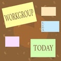 Conceptual hand writing showing Workgroup. Business photo text Group of showing who normally work together Team Royalty Free Stock Photo