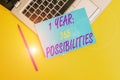 Conceptual hand writing showing 1 Year 365 Possibilities. Business photo showcasing Beginning of a New Day Lots of Royalty Free Stock Photo