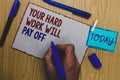 Conceptual hand writing showing Your Hard Work Will Pay Off. Business photo text increasing work effort will lead to great things Royalty Free Stock Photo