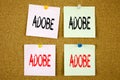 Conceptual hand writing text caption inspiration showing ADOBE Business concept for Software Company Name on the colourful Sticky
