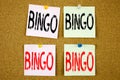 Conceptual hand writing text caption inspiration showing Bingo Business concept for Lettering Gambling to Win Price Royalty Free Stock Photo