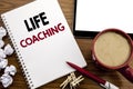 Conceptual hand writing text caption inspiration showing Life Coaching. Business concept for Personal Coach Help written on notepa Royalty Free Stock Photo