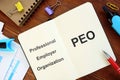 Conceptual hand written text showing Professional Employer Organization PEO