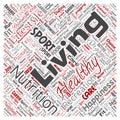 Conceptual healthy living positive nutrition sport square red word cloud Royalty Free Stock Photo