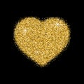 Conceptual Heart Made of Gold Glitter.