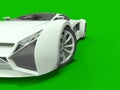 Conceptual high-speed white sports car. Green uniform background. Glare and softer shadows. 3d rendering. Royalty Free Stock Photo