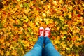 Conceptual hipster style image of legs in boots, trendy gumshoes