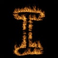 Hot fiery burning flame font