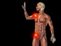 Conceptual human body anatomy pain on black Royalty Free Stock Photo