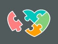 Conceptual icon of heart shaped jigsaw puzzle Royalty Free Stock Photo