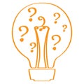 Conceptual idea lightbulb with question marks Royalty Free Stock Photo