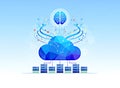 Artificial Intelligence Cloud Computing Infrastructure with Digital Brain and Data Servers Concept Royalty Free Stock Photo