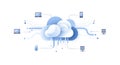 Cloud Computing Connection Devices Linked to Central Cloud Data Storage and Servers Royalty Free Stock Photo