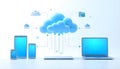 conceptual illustration of cloud sync and seamless file sharing technology Royalty Free Stock Photo