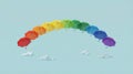 Rainbow Arc of Colorful Umbrellas Over Pastel Sky Royalty Free Stock Photo