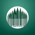 Conceptual illustration of exploiting trees and forest for material gain with barcode and trees Royalty Free Stock Photo