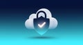 Cloud Security Padlock on Shield Icon - Digital Data Protection for IT Professionals and Web Services. Royalty Free Stock Photo