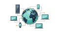 Global Connected Network: IoT Devices Interconnecting the World Royalty Free Stock Photo
