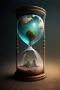 conceptual illustration, hourglass, the world is running out of time, climate change. generative AI Royalty Free Stock Photo