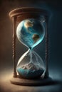 conceptual illustration, hourglass, the world is running out of time, climate change. generative AI Royalty Free Stock Photo