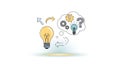 Idea Generation Light Bulb, Gears, and Question Marks Concept Royalty Free Stock Photo