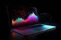 Conceptual illustration of a laptop displaying analytical data with colorful growth charts. Generative AI