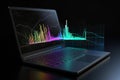 Conceptual illustration of a laptop displaying analytical data with colorful growth charts. Generative AI