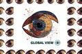 Global View Eye Network Technology On White Background Royalty Free Stock Photo