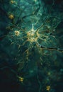 Conceptual illustration of neurone cell on dark background