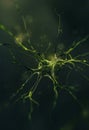 Conceptual illustration of neurone cell on dark background