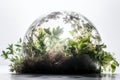 Conceptual illustration of an orb with vegetaion, plants and trees. Earth Day Concept. Generative AI Royalty Free Stock Photo