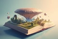 Conceptual illustration - reading opens new worlds. Generative AI