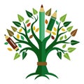 Creative learning and education concept: Tree of knowledge with colorful pencils Royalty Free Stock Photo