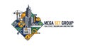 Megaset group corporate identity and brand vision for urban development and construction Royalty Free Stock Photo