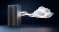 High-speed Cloud Data Transfer connecting a server and a glowing digital network for modern tech businesses. Royalty Free Stock Photo