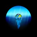 Conceptual illustration on the theme of global warming on planet Earth the melting of glaciers as an ecological disaster. Sinking Royalty Free Stock Photo