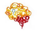Conceptual illustration about thinking, learning, shape of brain, question or idea Royalty Free Stock Photo