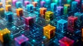 Digital Representation of a Blockchain Network. concept management of Digital Data Structure