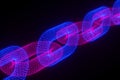 Conceptual image blockchain security chain on black background. 3D illustration