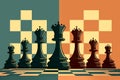 A conceptual image of a chess game. Chess pieces on the background of a chessboard. Royalty Free Stock Photo