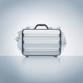 Aluminum briefcase revealing confidential plans, reports, and paperwork