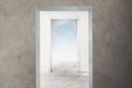 Conceptual image of a door that opens towards freedom and dreams Royalty Free Stock Photo