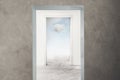 Conceptual image of a door that opens towards freedom and dreams Royalty Free Stock Photo