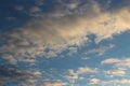 Conceptual image of early morning sunrise with blue skies, sunshine and cloud cover