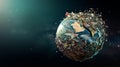 Conceptual image of Earth covered with waste, depicting global pollution issue