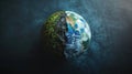 Conceptual image of the earth divided into polluted and clean Royalty Free Stock Photo