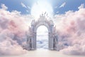 Conceptual image with an entrance gate leading to a fantasy world. Ai generative Royalty Free Stock Photo