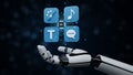 Robotic Hand Holding AI Powered Application Icons Technology and Innovation Concept Design Royalty Free Stock Photo