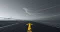 A conceptual image featuring an asphalt road with a direction arrow. Royalty Free Stock Photo